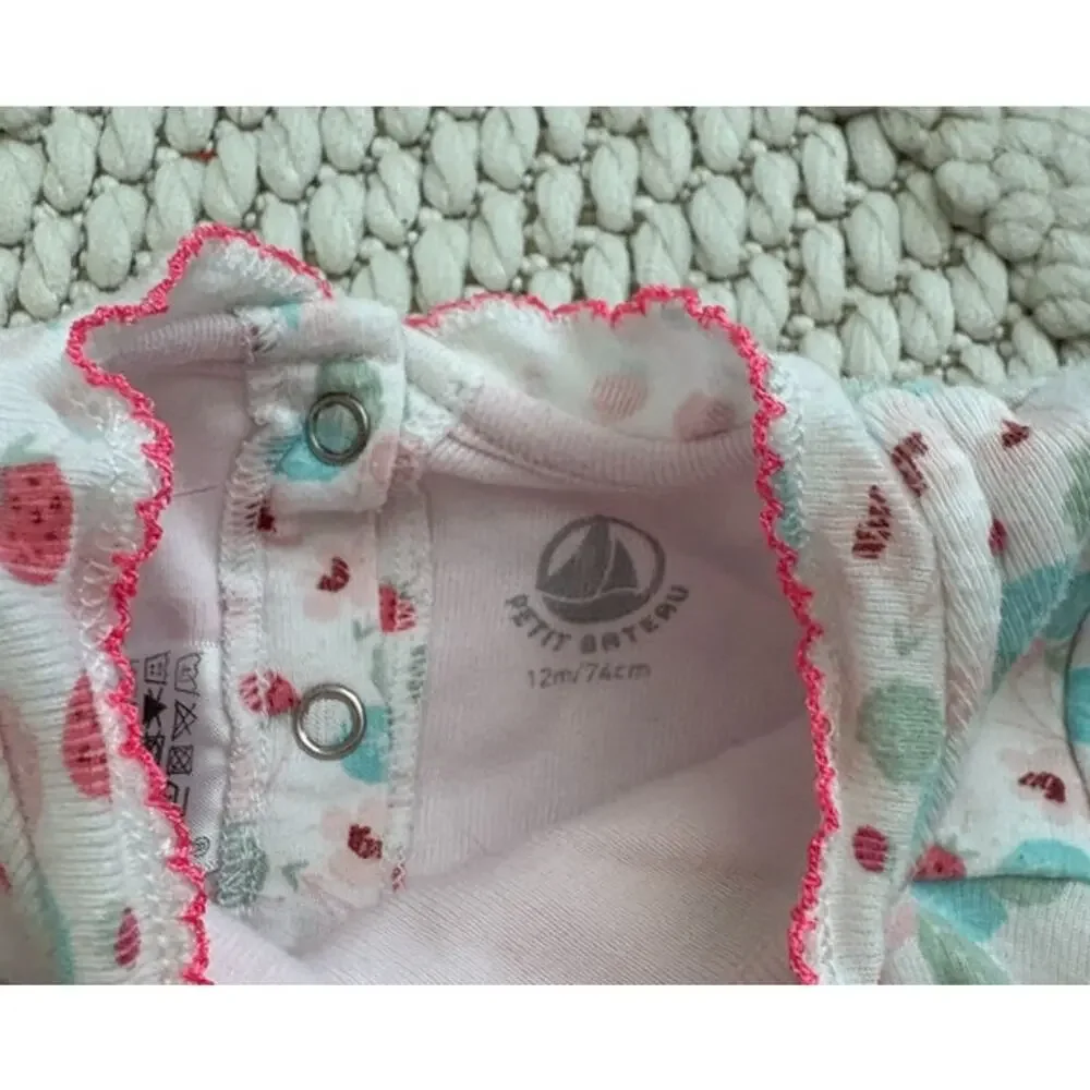 Baby Girl Petit Bateau Floral Cotton Dress w/Bloomer Size 12 Month